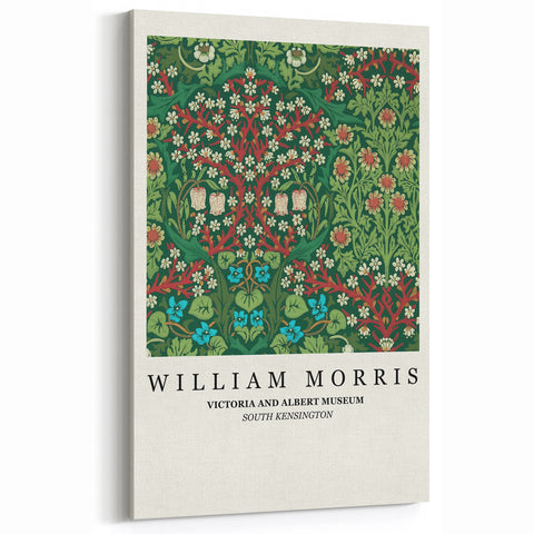 William Morris Wall Art | Arts and Crafts Floral Pattern | Green & Red