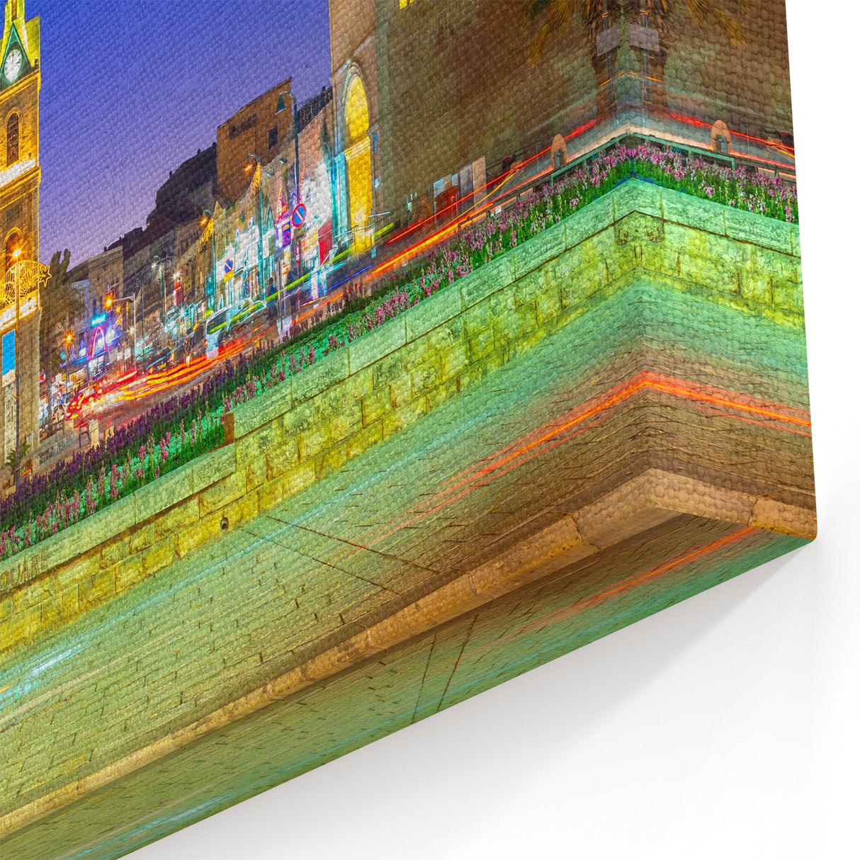 Yossi Carmel Square at Night – Tel Aviv Historic Clock Tower Art