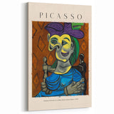 Picasso Wall Art | Seated Woman in Blue Dress | Cubist Canvas Art Print
