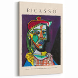 Picasso Wall Art | Woman in Beret and Checked Dress | Cubist Canvas Print