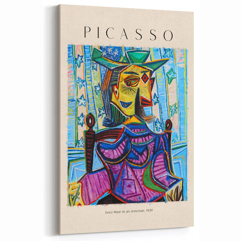 Picasso Wall Art | Dora Maar in an Armchair | Cubist Canvas Art Print