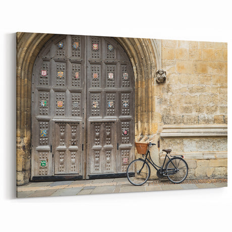 Oxford Architecture Prints - Vintage Door and Bicycle Canvas Art