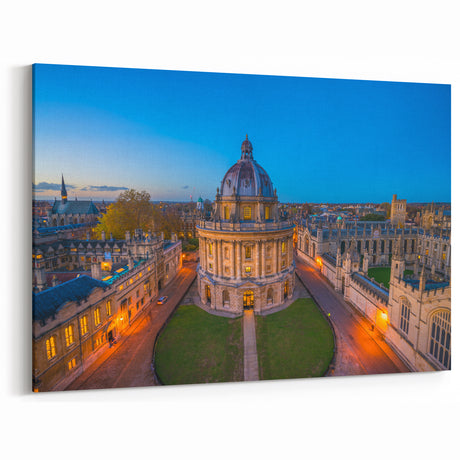 Oxford Cityscape Art - Radcliffe Camera Aerial View at Dusk Canvas