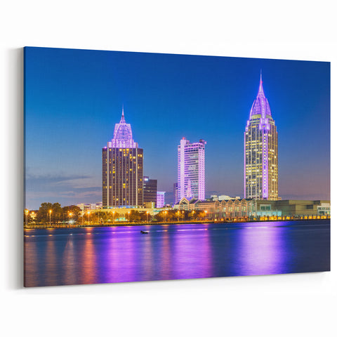Alabama Cityscape Wall Art - Vibrant Night Skyline in Mobile Prints