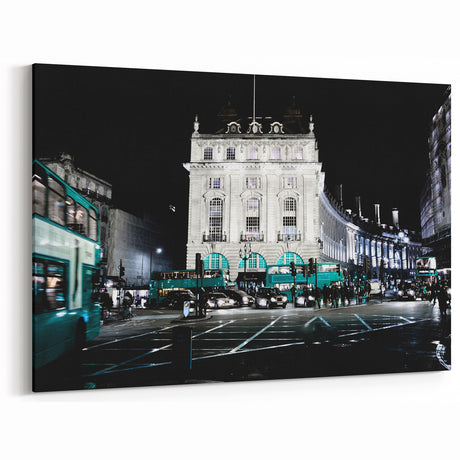 Piccadilly Wall Art - Nighttime London Street Scene with Buses