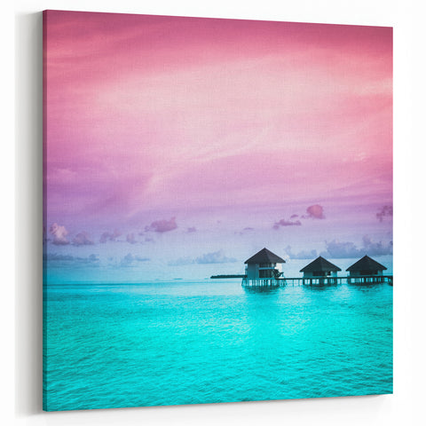 Vibrant Bora Bora Sunset Art - Overwater Bungalow Print