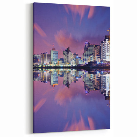 Unique Tel Aviv Cityscape Art Print - Night Reflection of Skyline