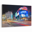 UK Cityscape Art - Vibrant Piccadilly Circus Canvas with Neon Lights