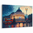 Piccadilly Circus Canvas - Red Bus and London Architecture Art Scene