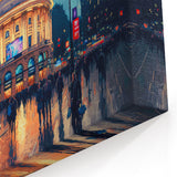 Piccadilly Circus Canvas - Red Bus and London Architecture Art Scene