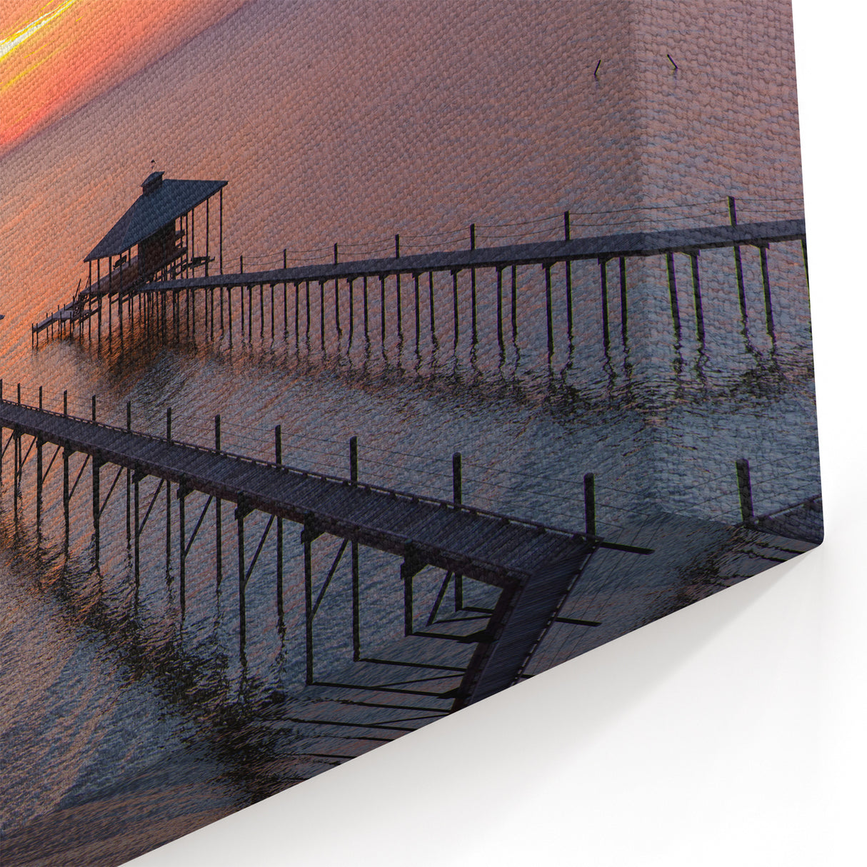 Tranquil Coastal Landscape Print – Alabama Wall Art Sunset Over Docks