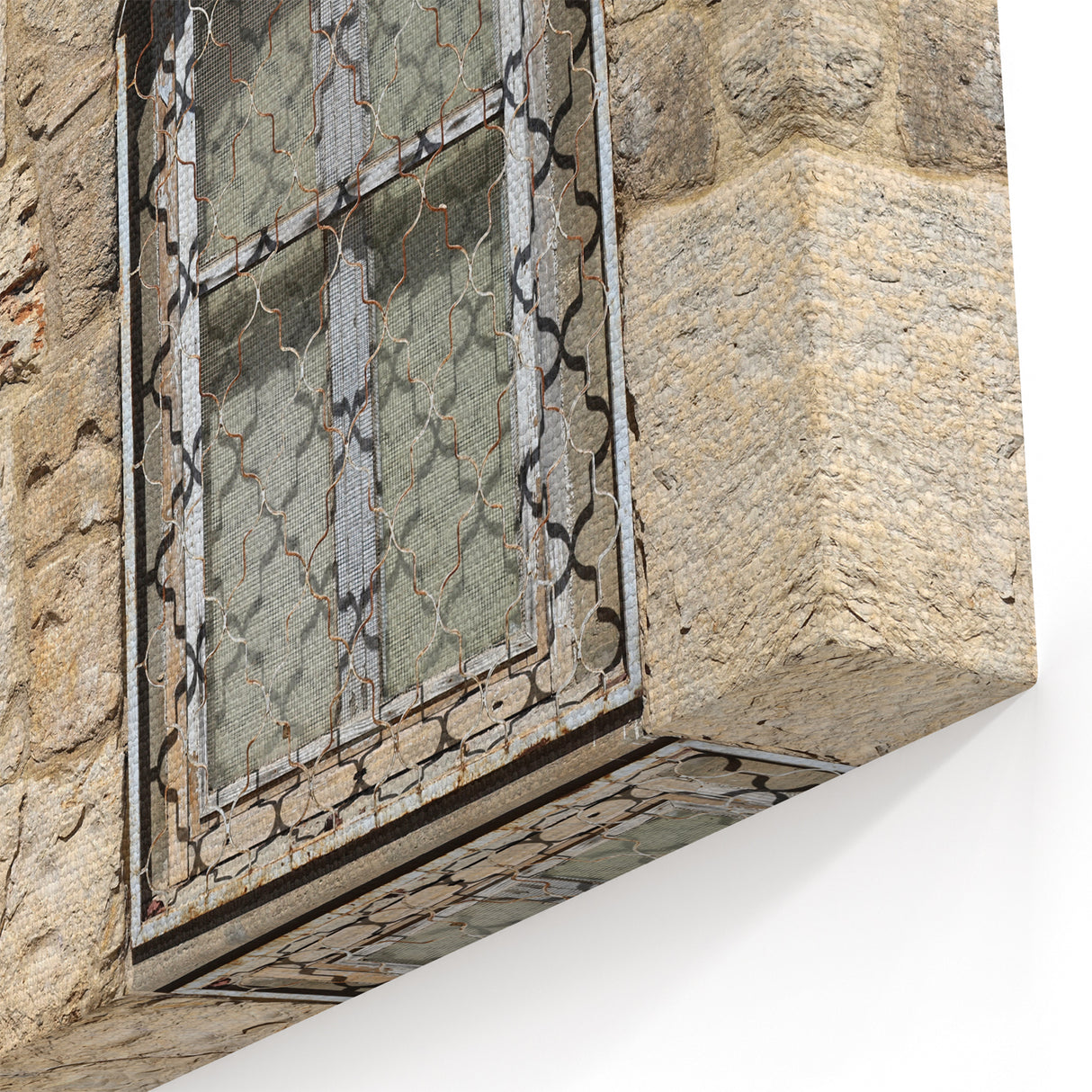 Historic Israel Window Art Print - Stone Wall Architecture in Tel Aviv