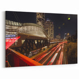 Modern Tel Aviv Night Art Print - Illuminated City Bridge Skyline