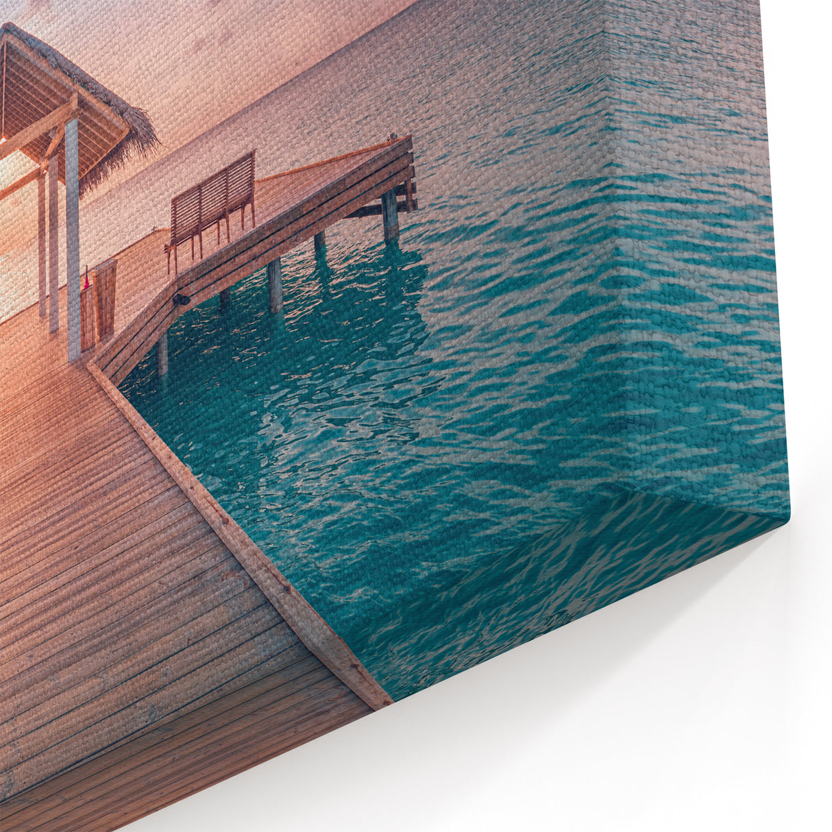 Sunset Pier Canvas - Serene Bora Bora Seascape Art