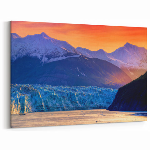 Scenic Alaska Wall Art - Glaciers and Sunset Mountains Landscape Print