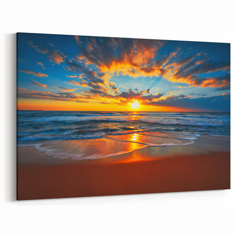 Fiery Beach Sunset Art - Vivid Bora Bora Seascape Print