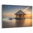 Beachfront Hut Sunset Print - Bora Bora Wall Art