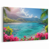 Tropical Beach Paradise Canvas - Vibrant Bora Bora Art