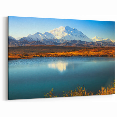 Denali Alaska Wall Art - Mountain and Lake Landscape Wilderness Print