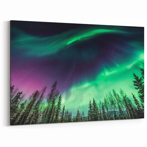 Aurora Borealis Alaska Wall Art - Northern Lights Wilderness Night Sky