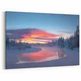 Alaska Winter Wall Art - Sunset Reflections Over Frozen River Landscape