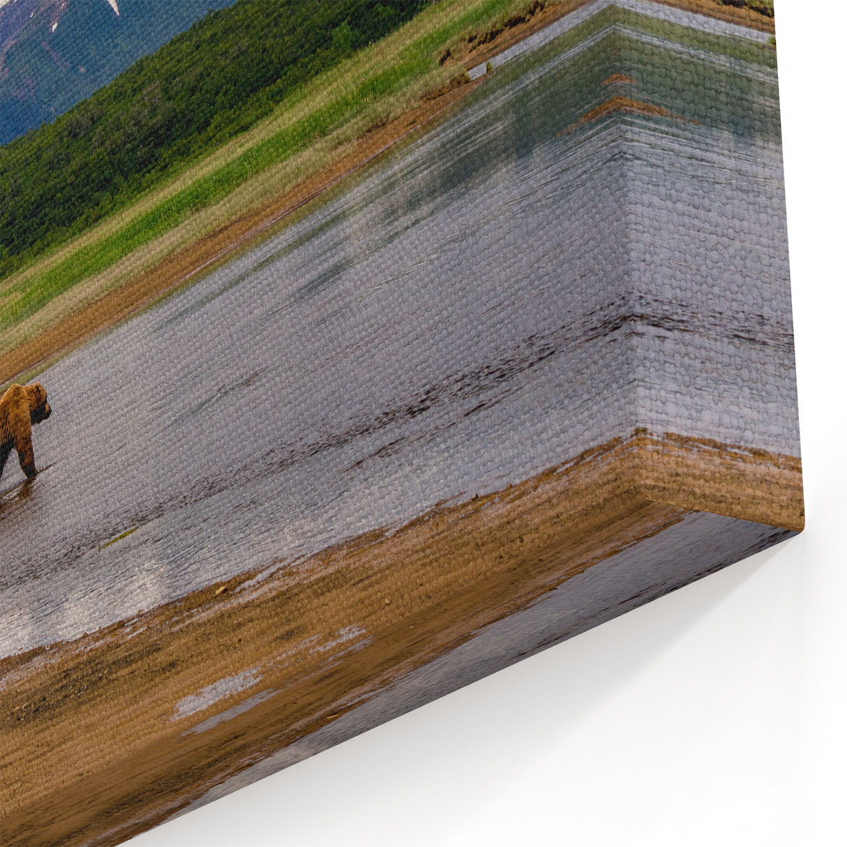Alaska Wildlife Wall Art - Brown Bear and Mountain Wilderness Landscape Print