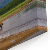 Alaska Wildlife Wall Art - Brown Bear and Mountain Wilderness Landscape Print