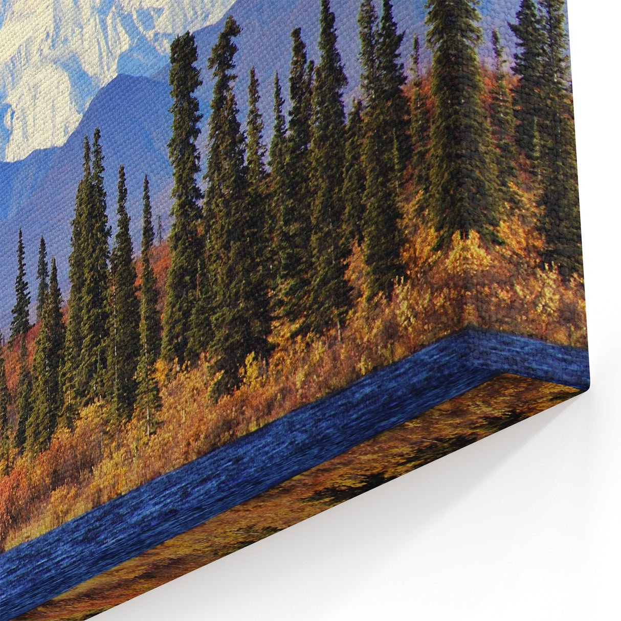 Denali Alaska Wall Art - Snow-Capped Peaks and Forest Wilderness Print