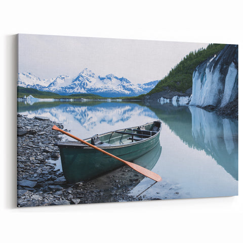 Alaska Canoe Adventure Wall Art - Mountain and Glacier Reflection Print
