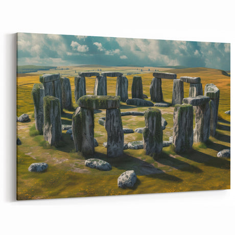 Scenic Stonehenge Artwork - Stonehenge Prints with Lush Landscape