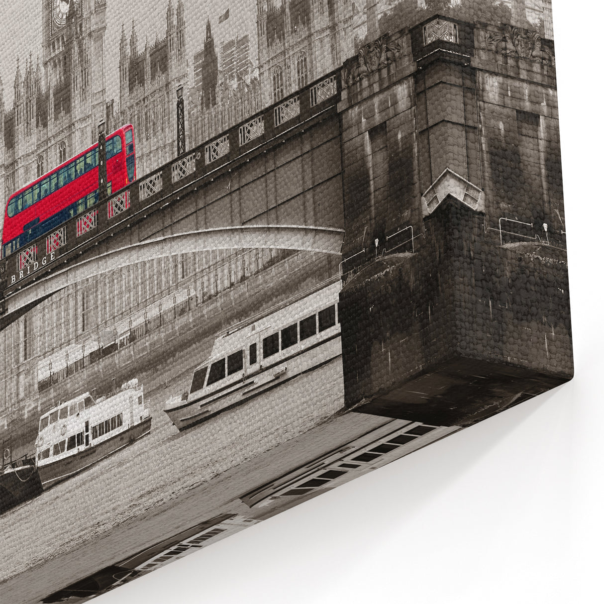 Framed London Art - Red Bus and Big Ben Contrast