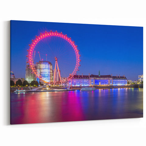 Thames River Wall Art - London Eye Illuminated Reflection