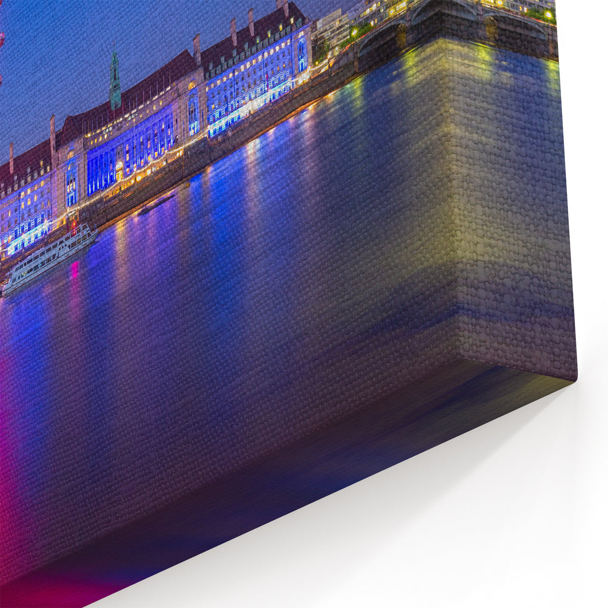 Thames River Wall Art - London Eye Illuminated Reflection