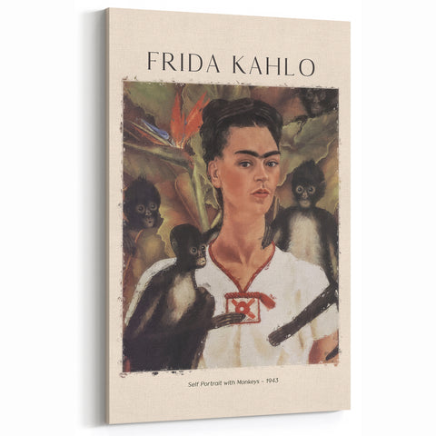 Frida Kahlo Wall Art | Self Portrait with Monkeys 1943 | Frida Kahlo Canvas