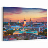 Tallinn Cityscape Art – Sunset Over Historic Skyline of Estonia