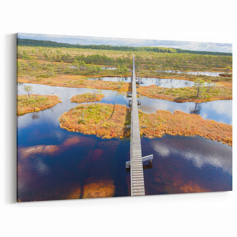 Estonian Landscape Art – Boardwalk Across Scenic Marshlands of Estonia
