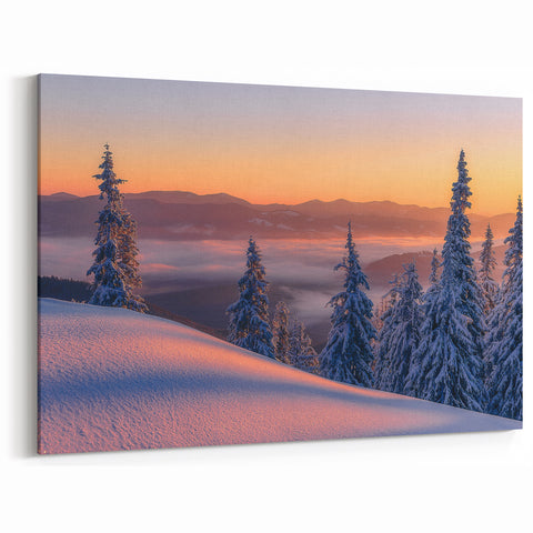 Alaska Wall Art - Stunning Winter Sunrise Over Snowy Forest Landscape