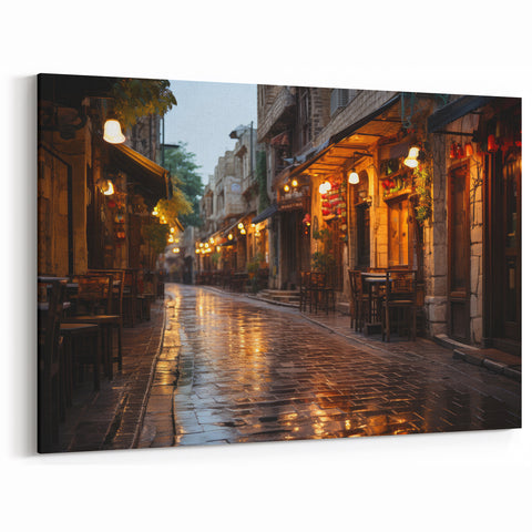 Charming Street at Dusk - Stunning Jordan Wall Art in Warm Urban Glow