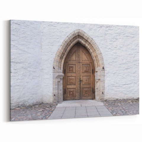 Estonian Architecture Wall Decor - Medieval Wooden Doorway Design