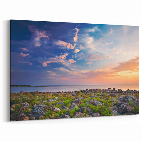Estonian Landscape Art - Rocky Baltic Sea Shore at Sunset