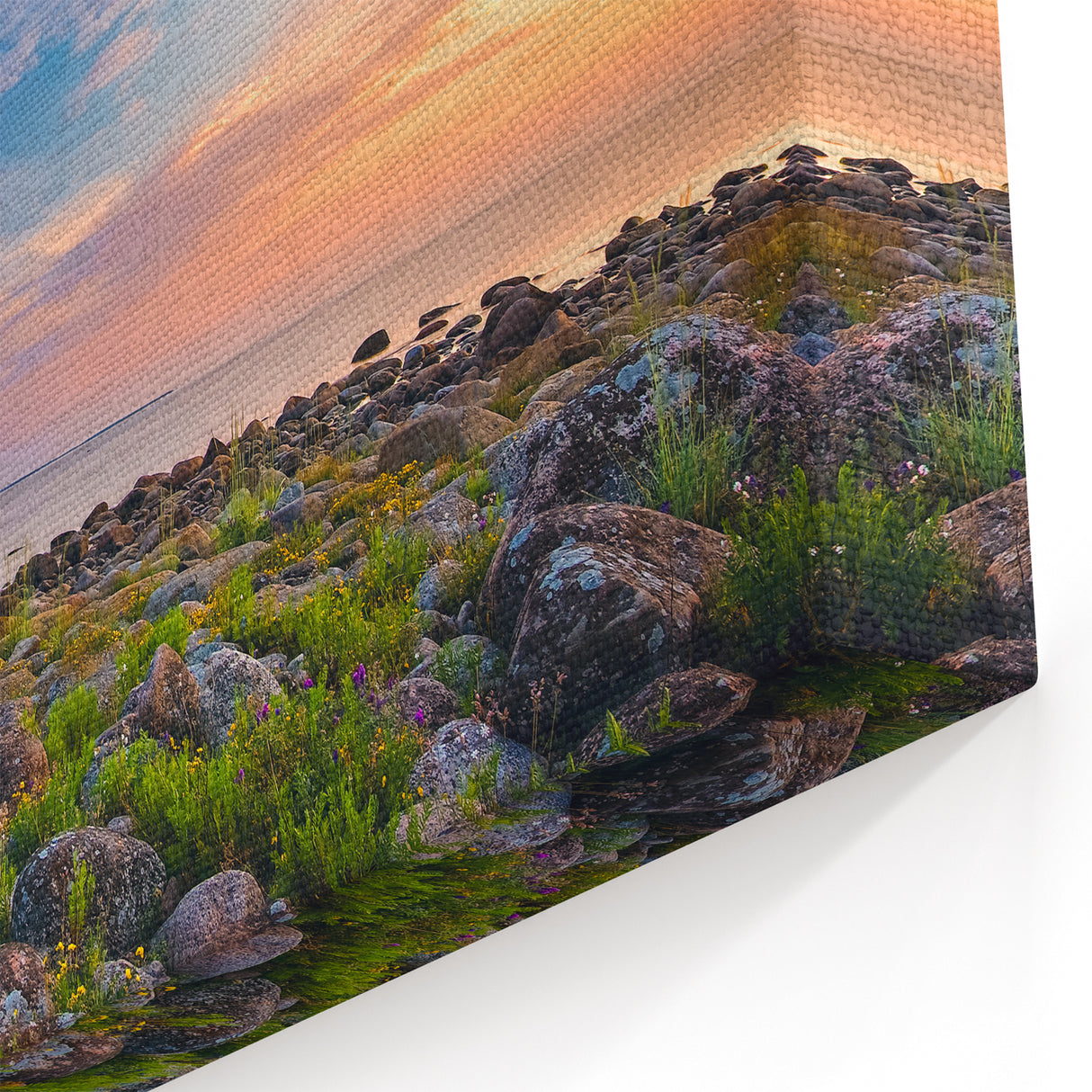 Estonian Landscape Art - Rocky Baltic Sea Shore at Sunset