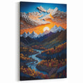Vibrant Sunset and Mountain Landscape Wall Print - Denali Wilderness Art