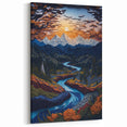 Denali Panorama Prints - Flowing River and Sunset Over Alaska’s Mountains