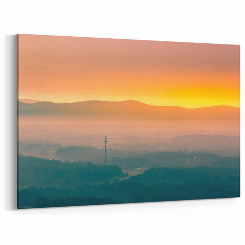 Ozark Mountains Art - Misty Sunrise Over Rolling Hills Scenic Landscape