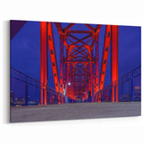 Little Rock Skyline Art - Red Bridge at Night Arkansas Scenic Print