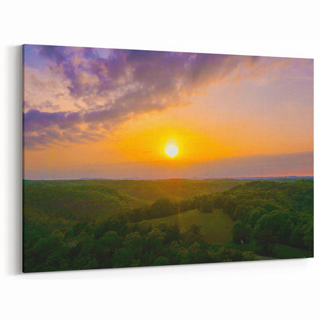 Golden Sunset Over Green Hills Scenic Art - Arkansas Landscape Prints