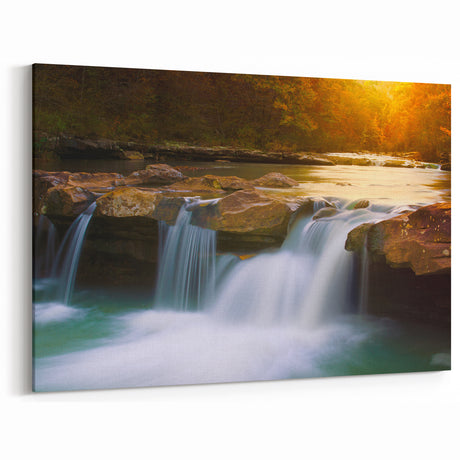 Arkansas Nature Photography - Waterfall in Autumn Forest Scenic Wall Art