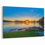 Arkansas Landscape Prints - Sunset Over Calm Lake with Tree Reflections Art