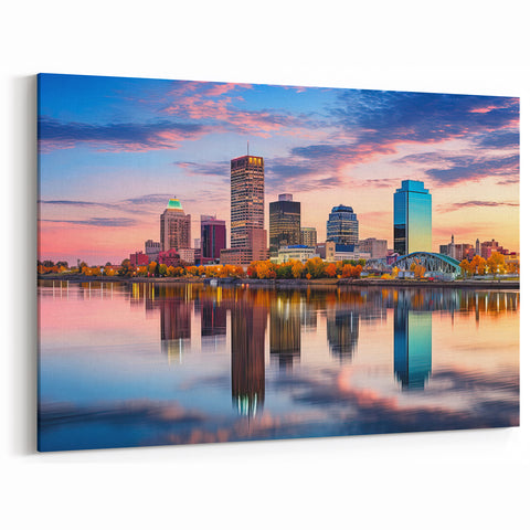 Little Rock Skyline Art - Vibrant City Reflection at Sunset Scenic Print