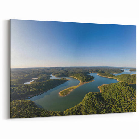 Aerial View of Scenic Lake and Forest Arkansas Print - Ozark Mountains Art